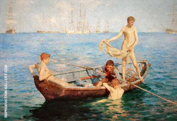 August Blue 1893 by Henry Scott Tuke | Oil Painting Reproduction