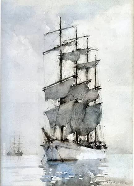 Four Masted Barque by Henry Scott Tuke | Oil Painting Reproduction