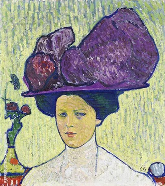 The Purple Hat 1907 by Cuno Amiet | Oil Painting Reproduction