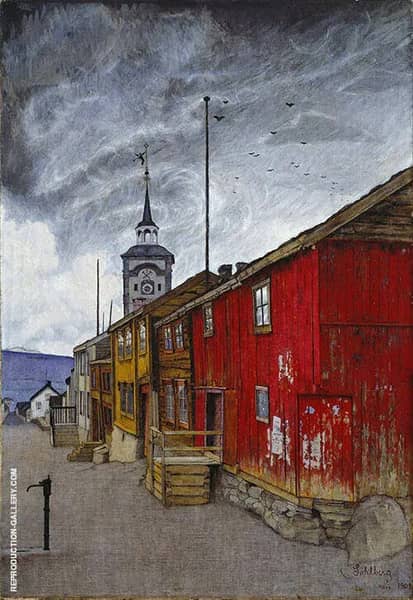 Street in Roros 1902 by Harald Sohlberg | Oil Painting Reproduction
