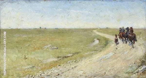 Ryttare Med Hasat Och Fol by Nils Kreuger | Oil Painting Reproduction