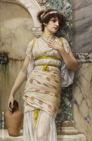 At the Fountain 1893 by John William Godward | Oil Painting Reproduction