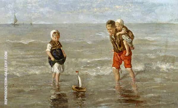 The Toy Boat by Jozef Israels | Oil Painting Reproduction
