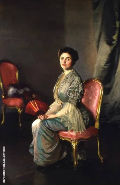 The Red Fan 1906 by William Paxton | Oil Painting Reproduction