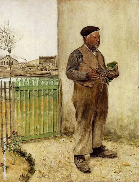 Man Having Just Painted his Fence | Oil Painting Reproduction