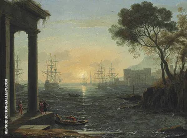 A Mediterranean Port at Sunset | Oil Painting Reproduction
