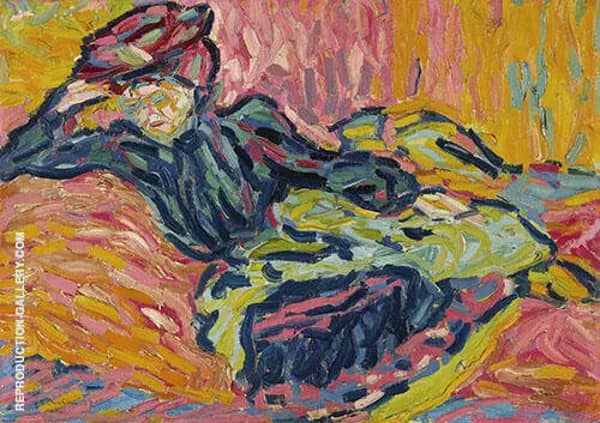 Girl on a Divan by Ernst Kirchner | Oil Painting Reproduction