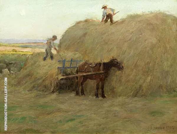 Building The Hayrick by Harold Harvey | Oil Painting Reproduction