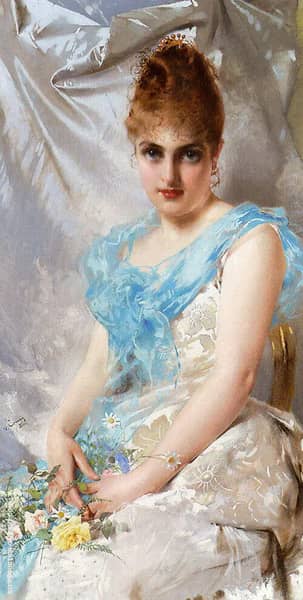 A Spring Beauty 1886 by Vittorio Matteo Corcos | Oil Painting Reproduction