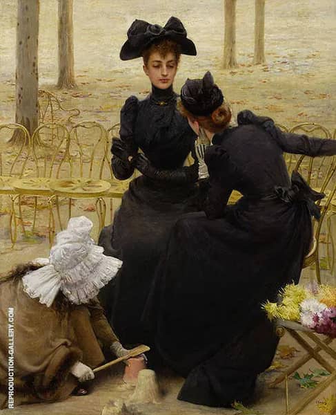 Conversation in The Jardin du Luxembourg | Oil Painting Reproduction