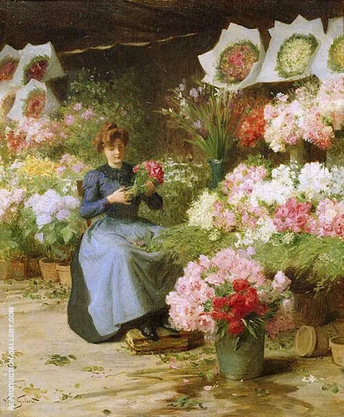 Flower Seller in Front of The Madeleine Church | Oil Painting Reproduction