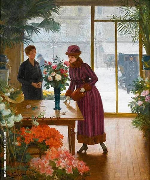 Buying Flowers by Victor Gabriel Gilbert | Oil Painting Reproduction