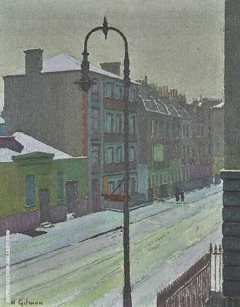 A London Street Scene in Snow 1917 | Oil Painting Reproduction