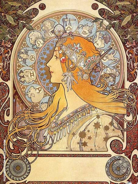 Zodiac 1896 by Alphonse Mucha | Oil Painting Reproduction
