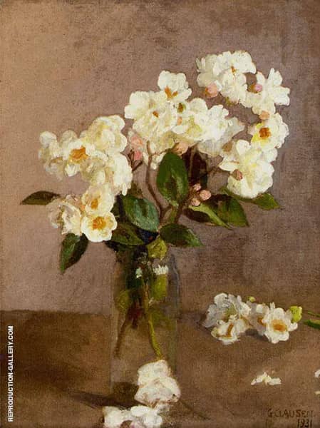 Little White Roses 1931 by Sir George Clausen | Oil Painting Reproduction