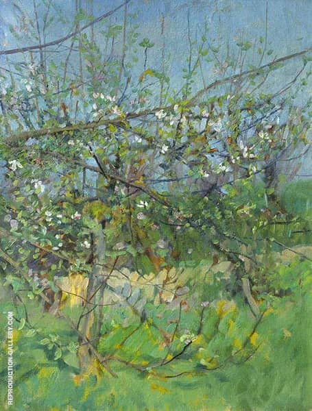 The Cherry Orchard by Sir George Clausen | Oil Painting Reproduction
