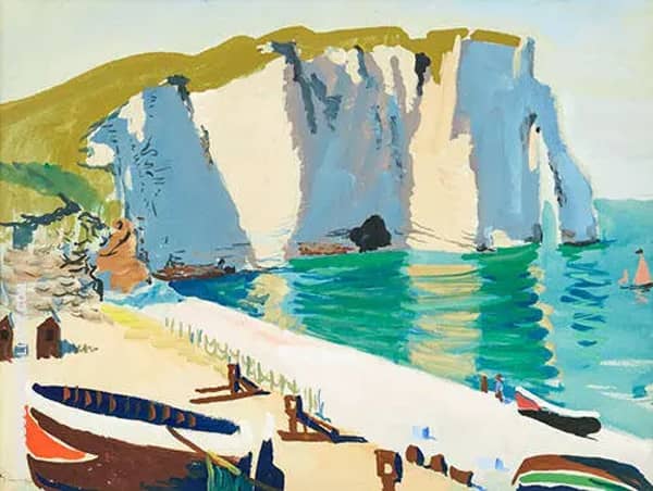 Coastal Scene with Rocks and Boats Etretat | Oil Painting Reproduction