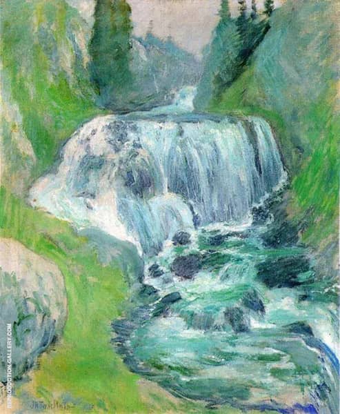Cascades Waterfall by John Henry Twachtman | Oil Painting Reproduction