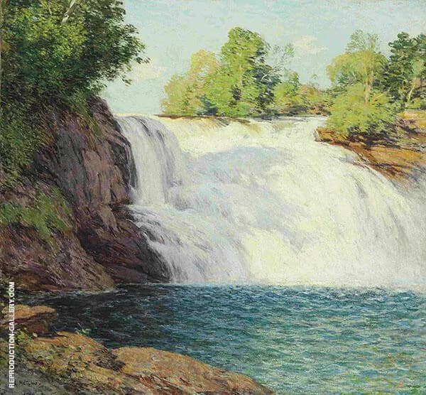 The Waterfall by Willard Leroy Metcalf | Oil Painting Reproduction