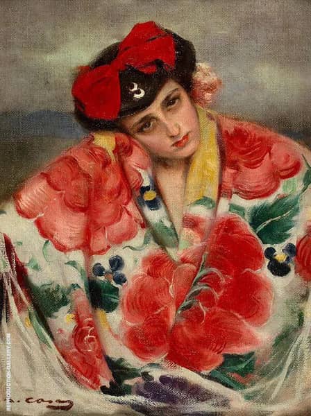 Girl with Shawl by Ramon Casas | Oil Painting Reproduction