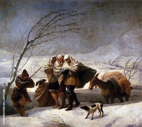 The Snowstorm (Winter) c1786 by Francisco Goya | Oil Painting Reproduction