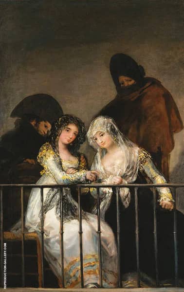 Majas on a Balcony c1800 by Francisco Goya | Oil Painting Reproduction