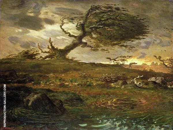 A Gust of Wind 1871 by Jean Francois Millet | Oil Painting Reproduction
