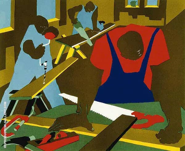 Carpenters 1977 by Jacob Lawrence | Oil Painting Reproduction