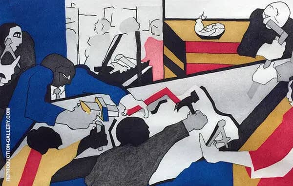 Ten Builders 1996 by Jacob Lawrence | Oil Painting Reproduction