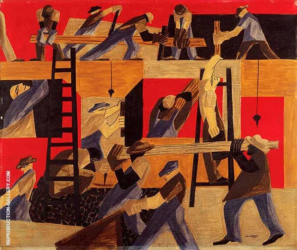 The Builders 1947 by Jacob Lawrence | Oil Painting Reproduction