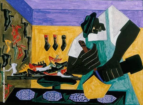 The Shoemaker 1945 by Jacob Lawrence | Oil Painting Reproduction