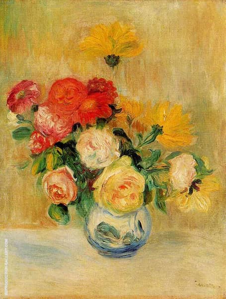 Vase of Roses and Dahlias 1883 | Oil Painting Reproduction