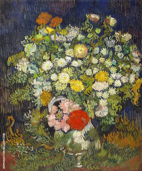 Chrysanthemums and Wild Flowers in a Vase | Oil Painting Reproduction