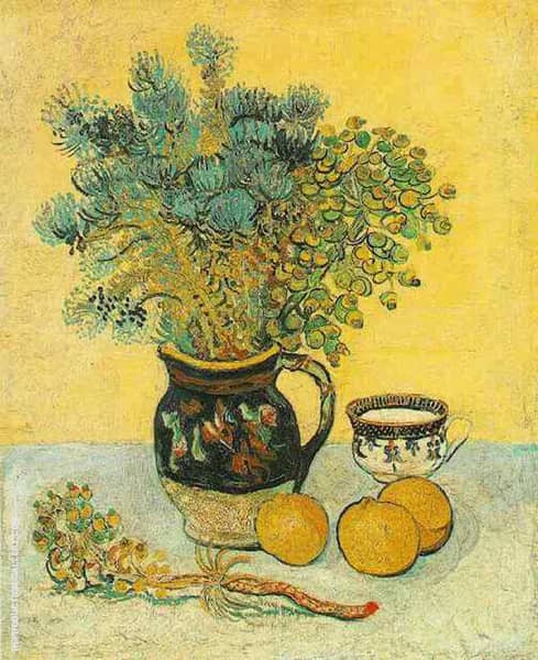 Still Life Majolica Jug with Wildflowers | Oil Painting Reproduction
