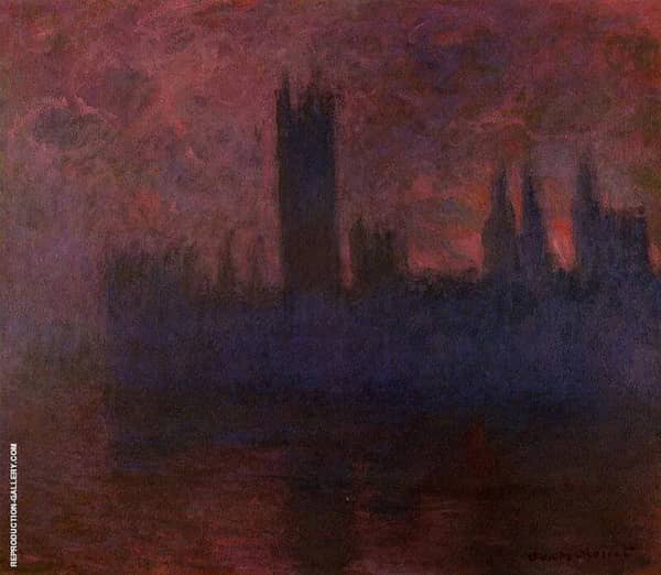 Houses of Parliament Symphony in Rose c1900 | Oil Painting Reproduction