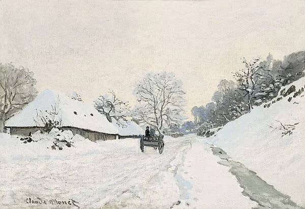 A Cart on the Snowy Road at Honfleur 1865 | Oil Painting Reproduction