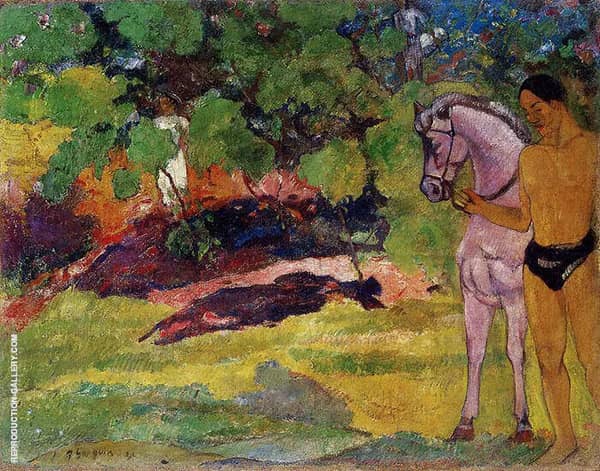 In the Vanilla Grove Man and Horse, The Rendezvous 1891 | Oil Painting Reproduction