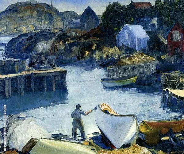 Cleaning His Lobster Boat 1916 | Oil Painting Reproduction