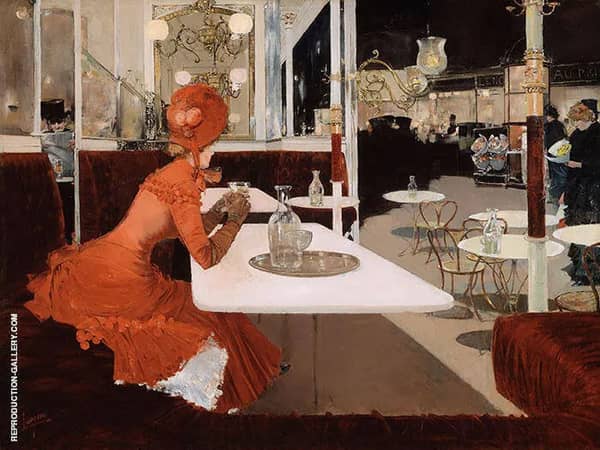 In the Cafe c1882 by Fernand Lungren | Oil Painting Reproduction