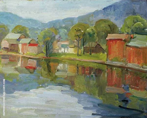 New Hope Landscape with Barns | Oil Painting Reproduction