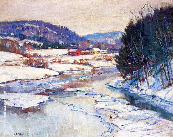 River in Winter by George Gardner Symons | Oil Painting Reproduction