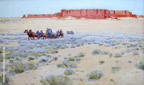 Covered Wagon Train by Fernand Lungren | Oil Painting Reproduction