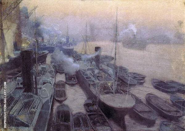 Pool and Tower Bridge by Fernand Lungren | Oil Painting Reproduction