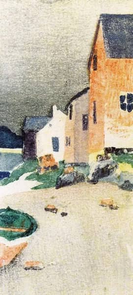 A Gray Day, Houses on a Beach 1895 | Oil Painting Reproduction