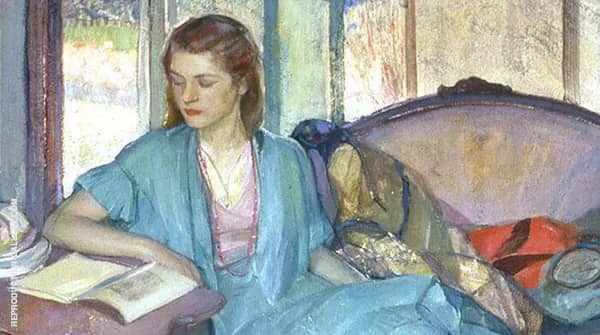 Young Lady Reading by Richard Emil Miller | Oil Painting Reproduction