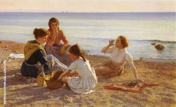 On The Beach | Oil Painting Reproduction