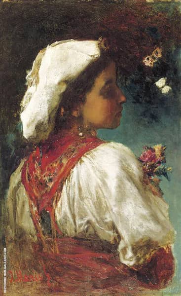 Flowers and Butterflies by Jacob Maris | Oil Painting Reproduction