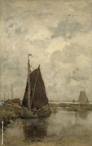 Gray Day with Ships by Jacob Maris | Oil Painting Reproduction