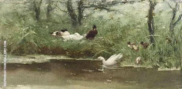 Ducks on The Ditch Side by Willem Maris | Oil Painting Reproduction