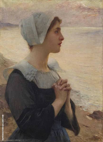 Breton Praying by The Sea | Oil Painting Reproduction